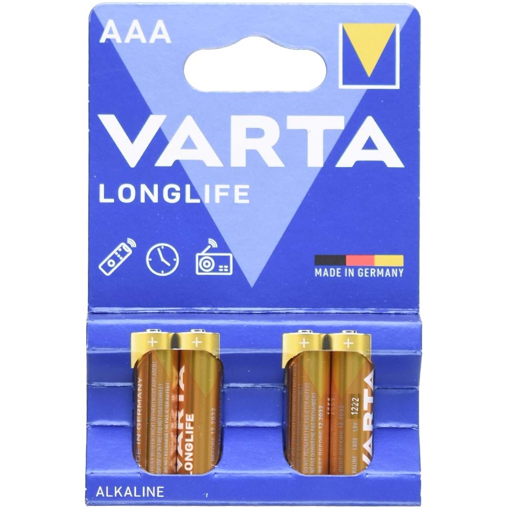 VARTA AAA Longlıfe Alkalin İnce Kalem Pil 4 Lü Blister 4103101414