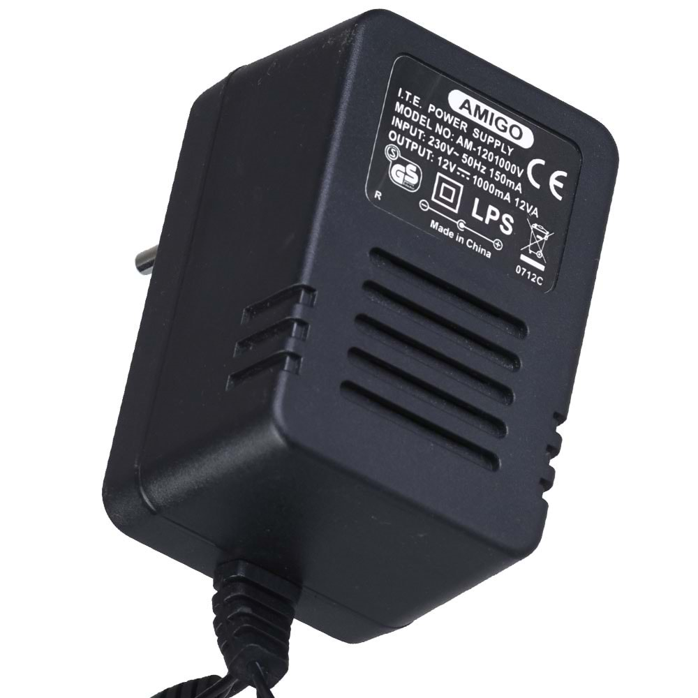 12V 1A Trafolu Plastik Adaptör AM-120100