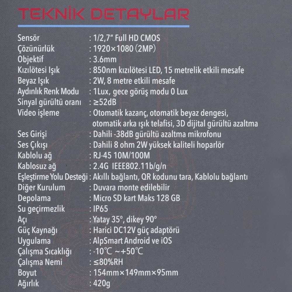 ALPSMART Wifi Dış Mekan Kamera AS-690