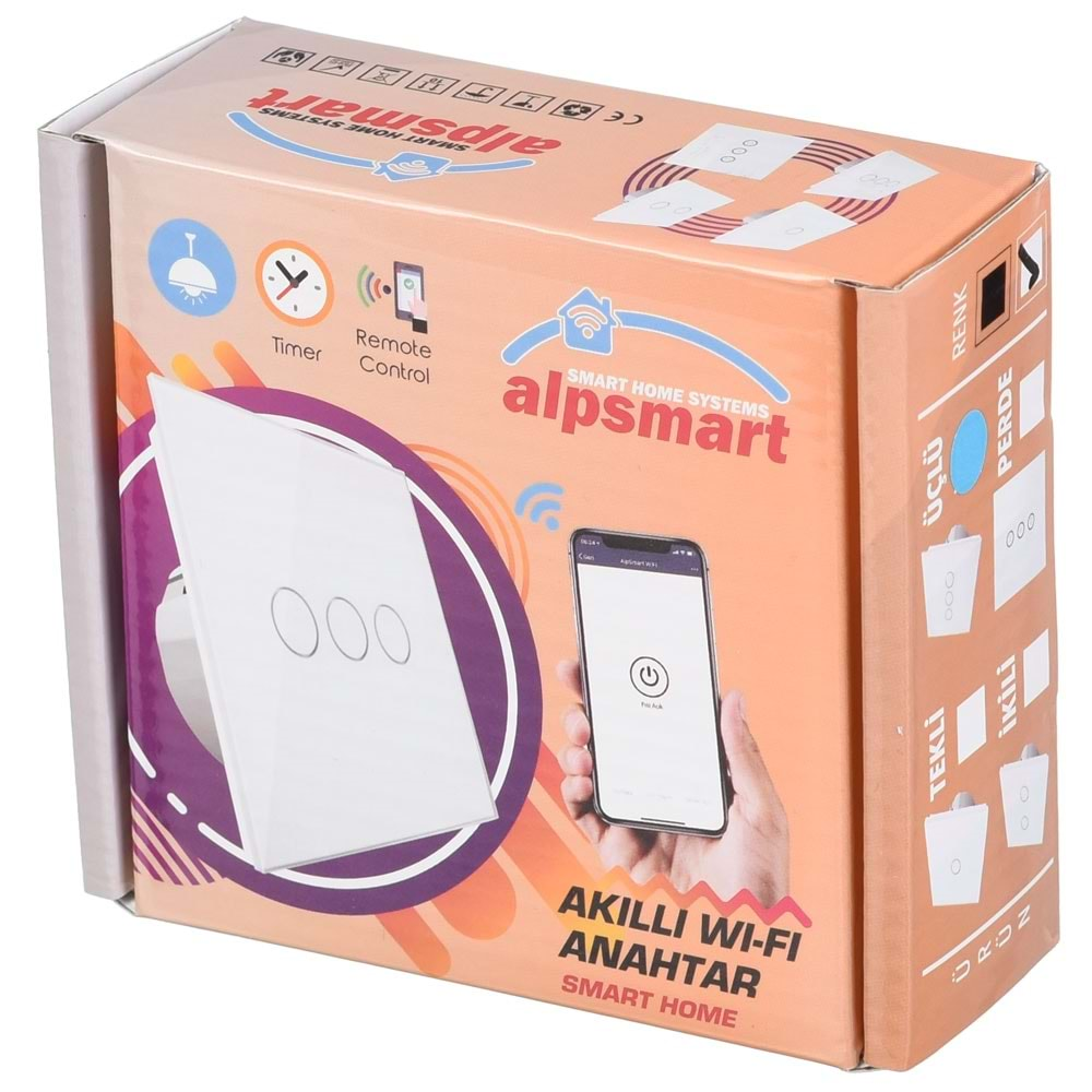 ALPSMART Wifi Akıllı Lamba Anahtarı Üçlü AS-873 EU