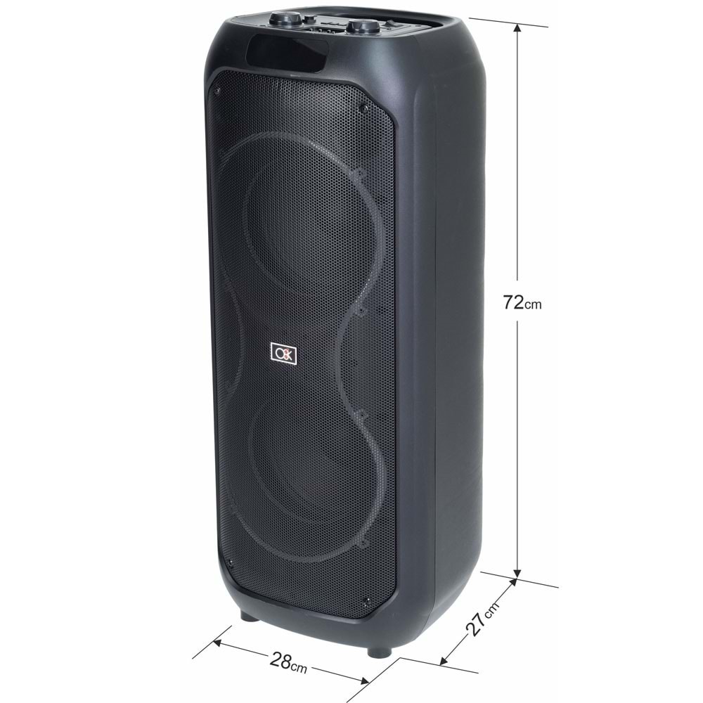 O8K Bluetooth ve USB Girişli 2X8 inch Şarjlı Işıklı 2 El Mikrofonlu Müzik Sistemi BT-8825
