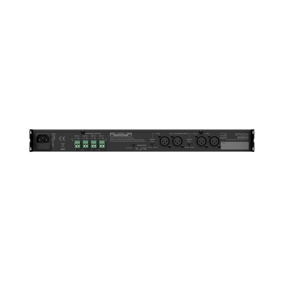 AUDAC Quad Channel Class D Amplifier 4 X 250 W + CROSSOVER EPA254
