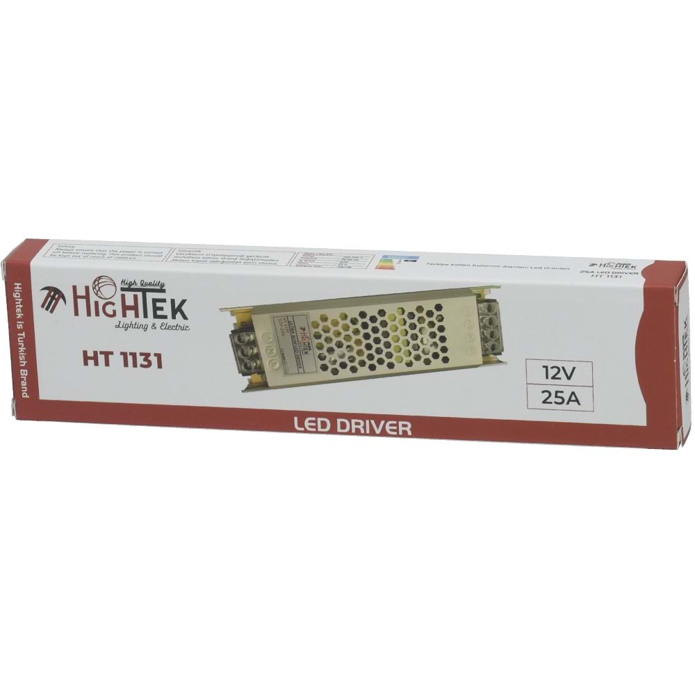 ,HIGHTEK 12V 25A Slim Smps Metal Kasa Adaptör HT-1131
