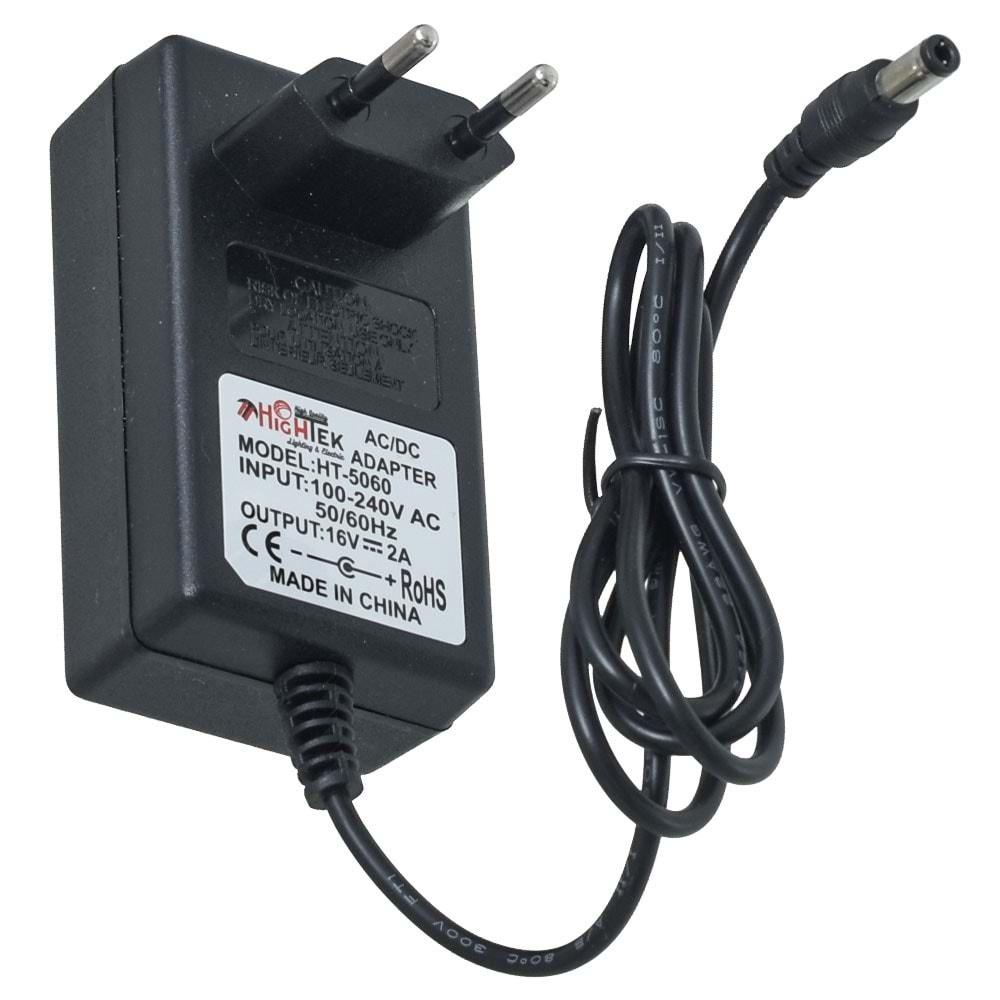 HIGHTEK 16 V 2 Amper Plastik Kasa 5,5*2,5 Jaklı (Santral ) Adaptörü HT-5060