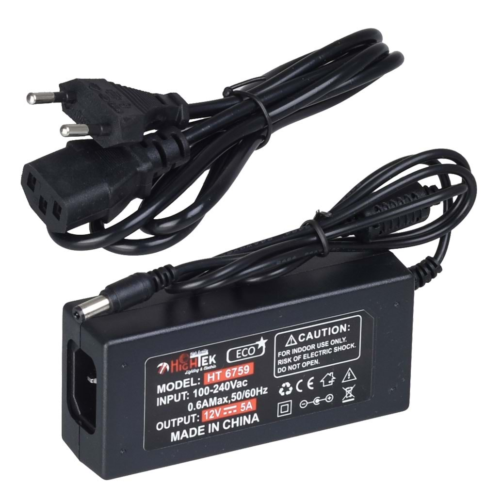 HİGHTEK 12V 5A Smps Aralı Adaptör HT-6759