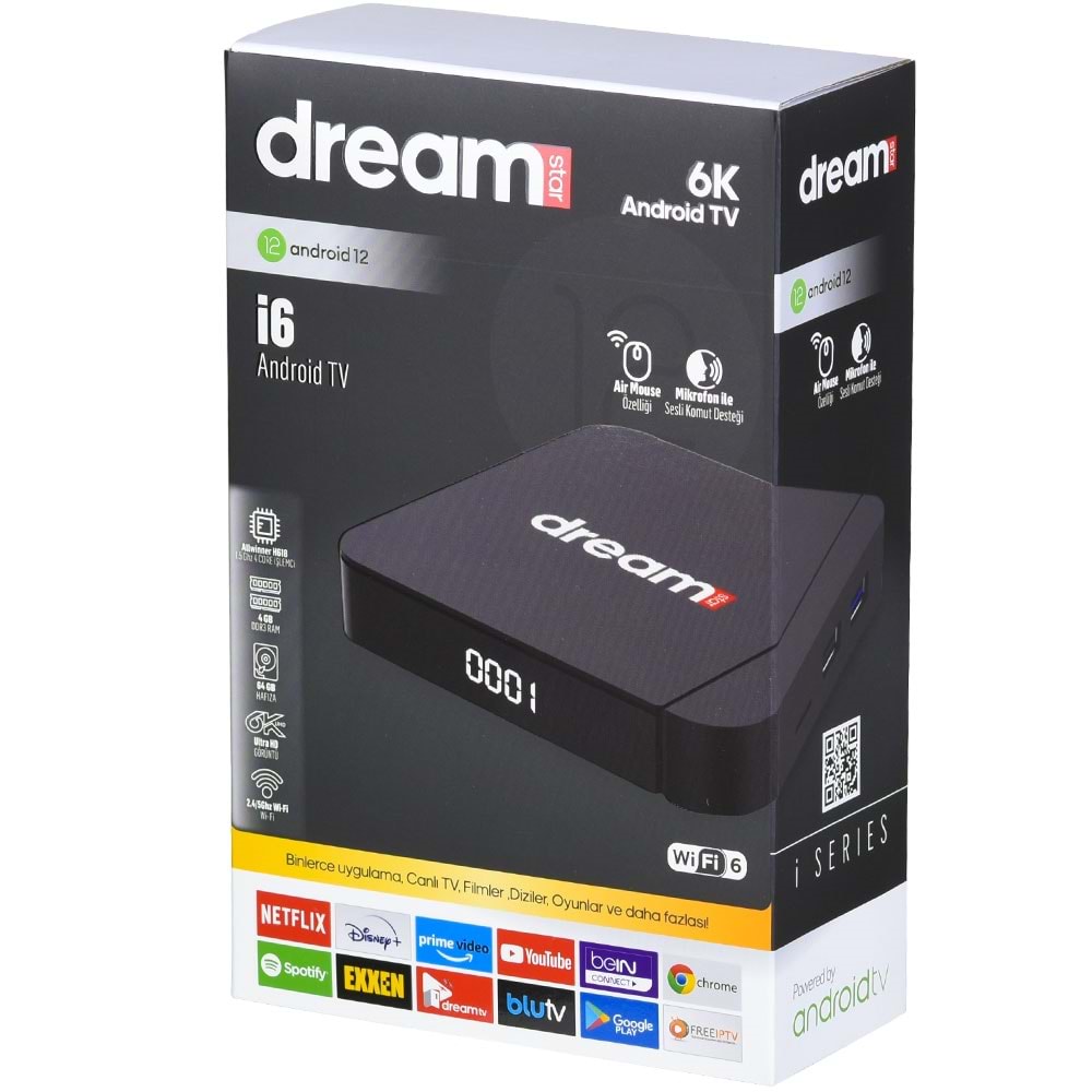 DREAMSTAR 4Gb Ram -64Gb Hafıza Androıd 12 Tv Box İ-6 4-64