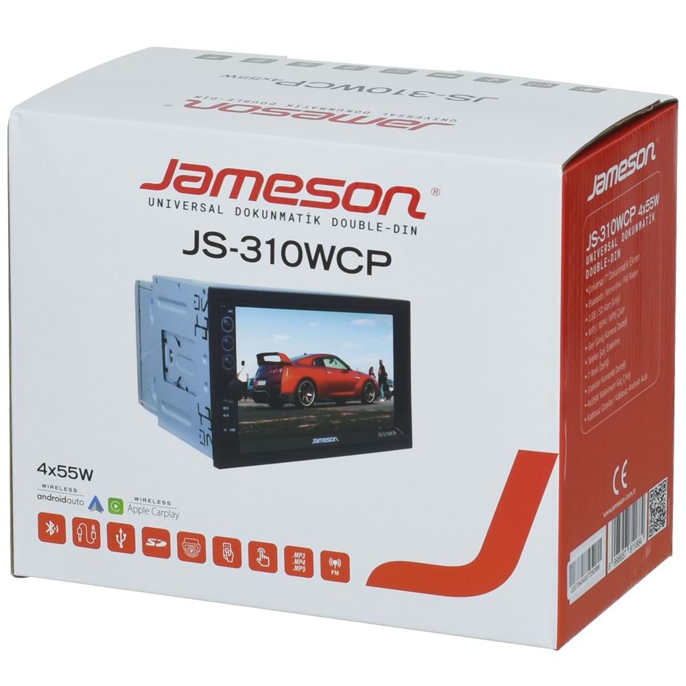 JAMESON 7'' Bluetooth ve USB Girişli Wifi Car Play Radyo Double Teyp JS-310 WCP