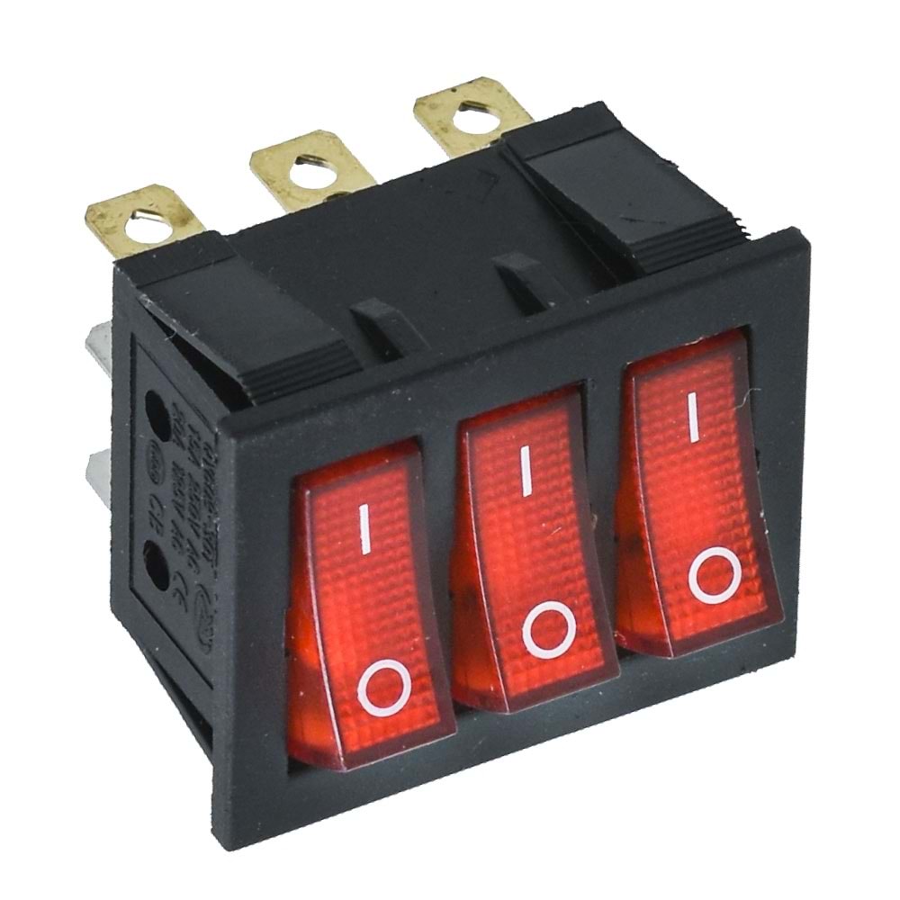 HIGHTEK Üçlü Işıklı Anahtar On Off 9P LDS135