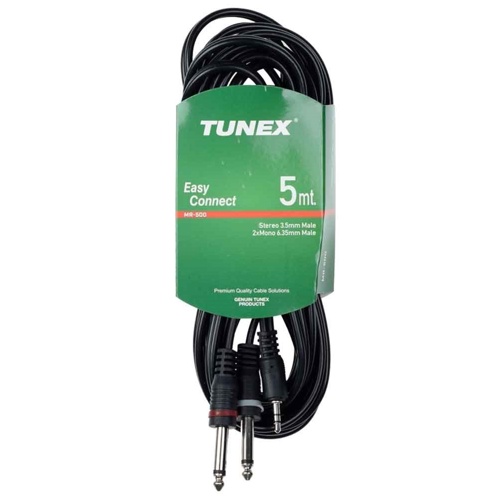 TUNEX 3,5 mm ST Erkek 2X6,3 mm Mono Erkek 5 mt Kablo MR-500