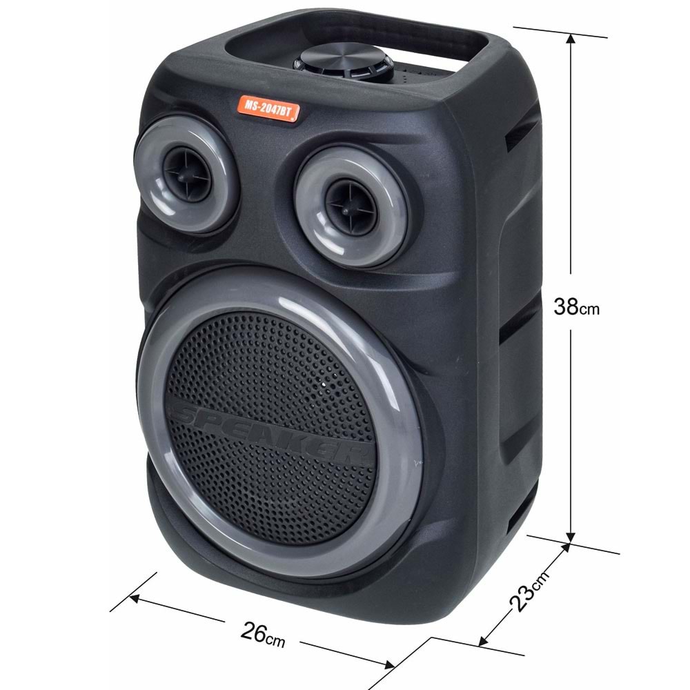 MS Bluetooth ve USB Girişli 8 inch Şarjlı Işıklı Müzik Sistemi MS-2047 BT