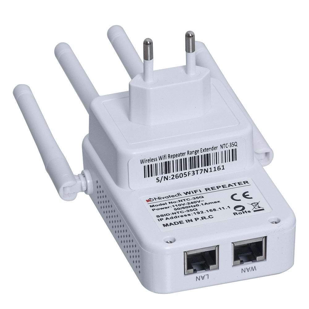 NİVATECH 4 Antenli 300 Mbps Wi-Fi Router Sinyal Güçlendirci NTC-35Q