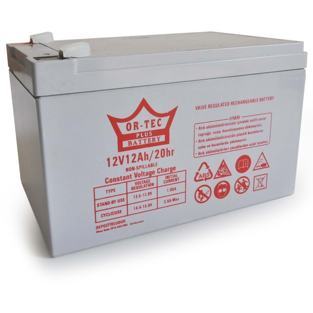 ORTEC 12V 12A Kuru Tip Akü ORTEC-12V12