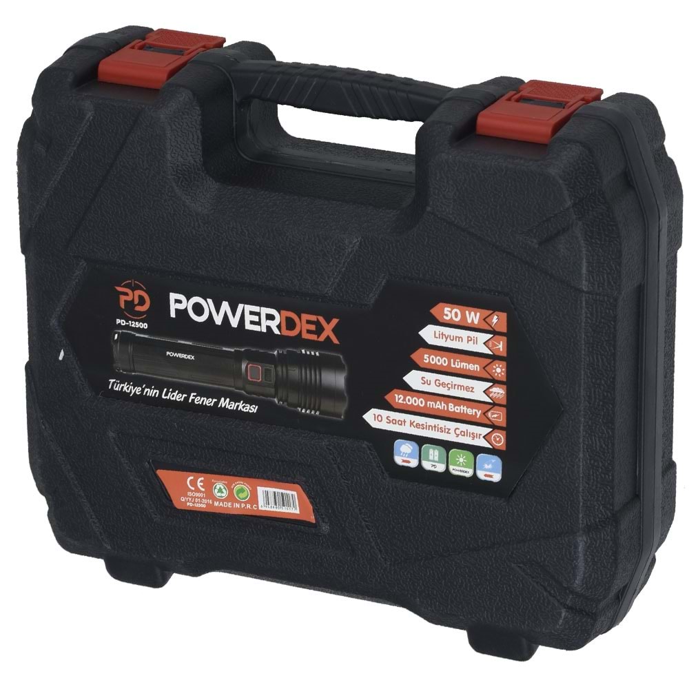 POWERDEX 50W Su Geçrmez Şarjlı Profesyonel Fener PD-12500