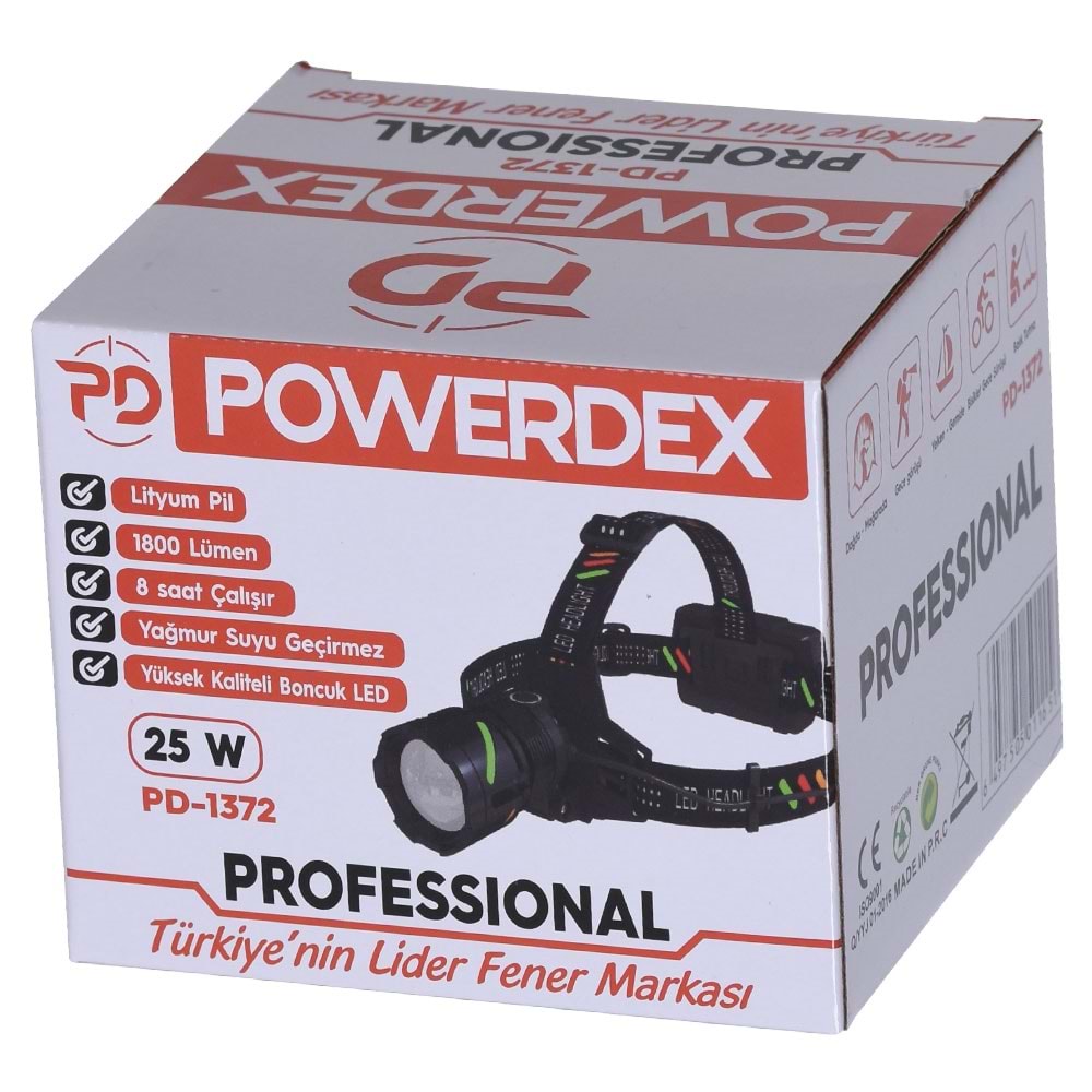 POWERDEX 25W Şarjlı Kafa Lambası PD-1372