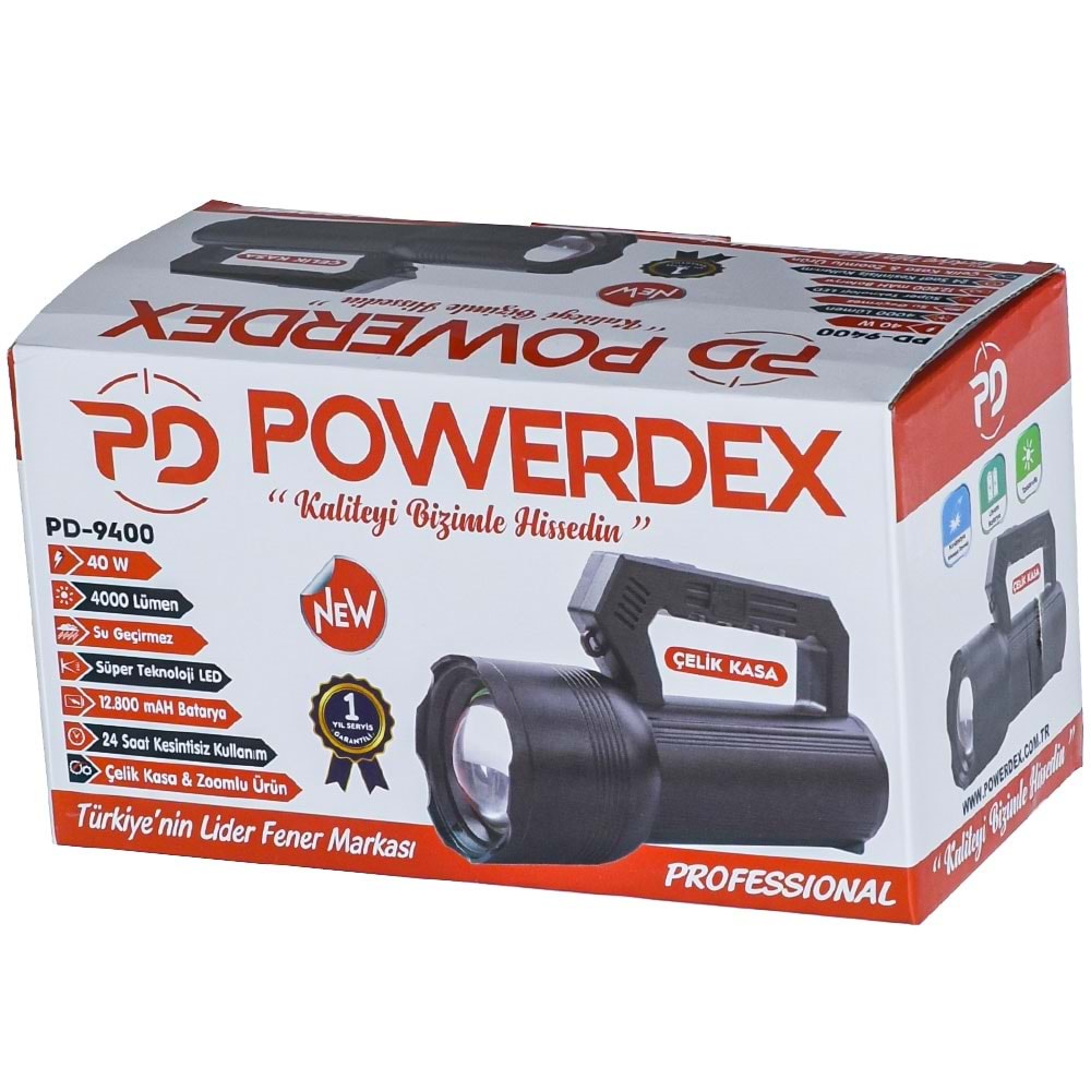 POWERDEX 40W Zoomlu Şarjlı Fener PD-9400