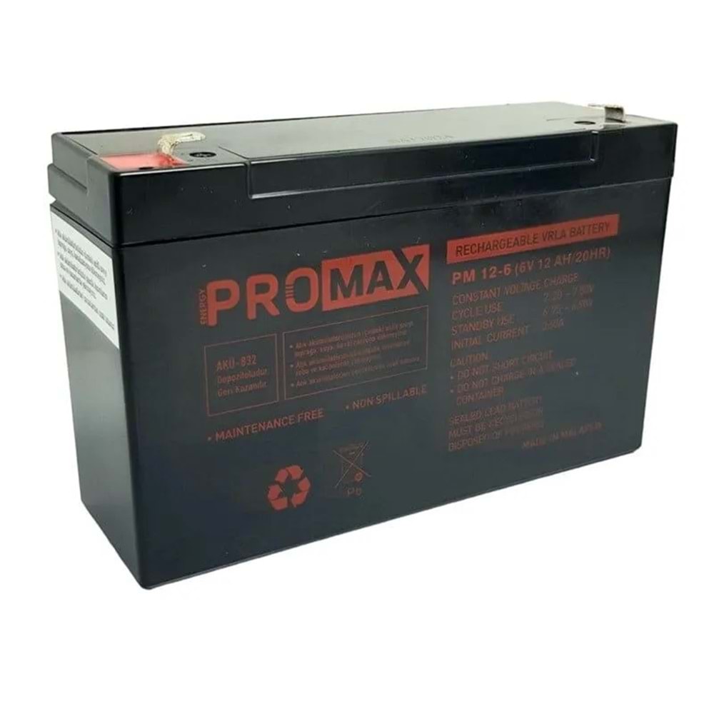 PROMAX 6V 12A Akü PM-12-6