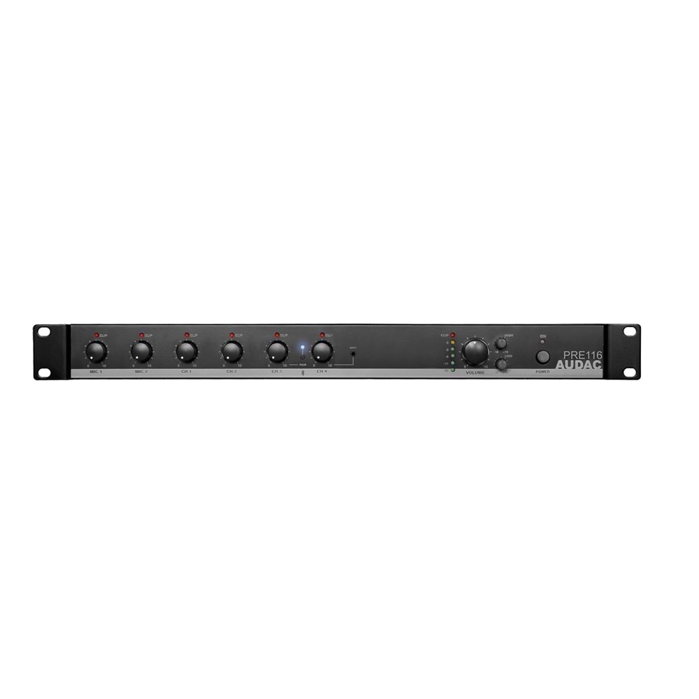 AUDAC Pre-Amplifier 6 in 1 stereo balancaed output, Bluetooth PRE116