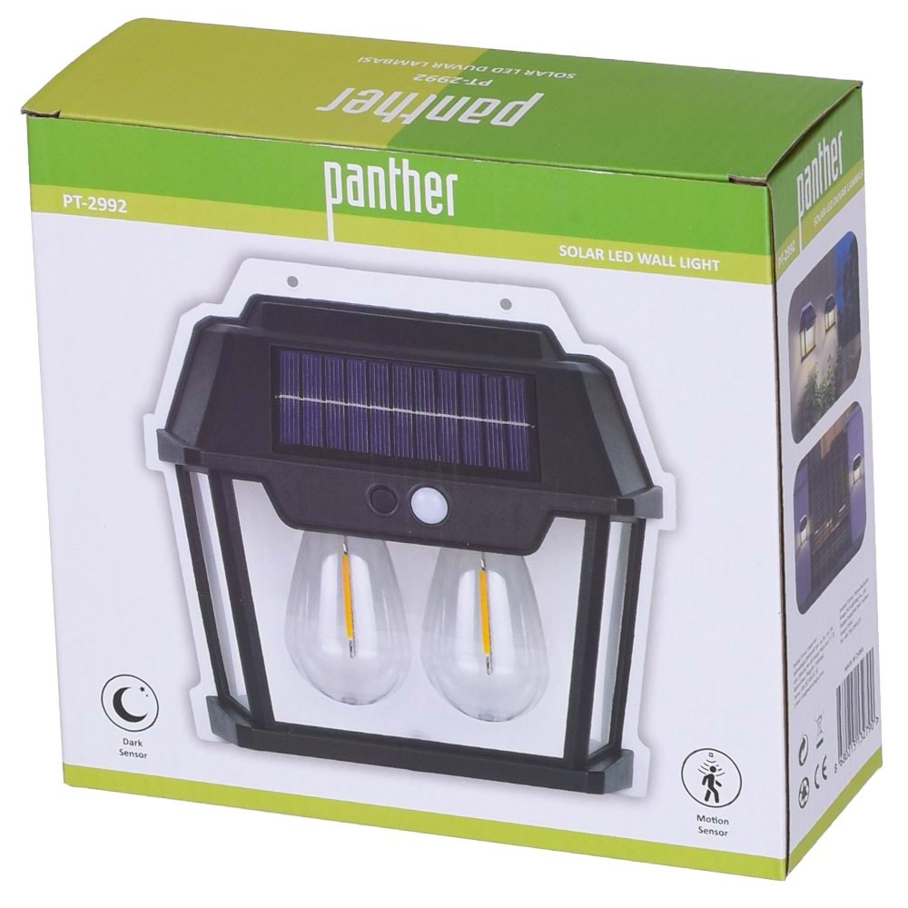 PANTHER 2 Lambalı Solar Ledli Duvar Lambası PT-2992