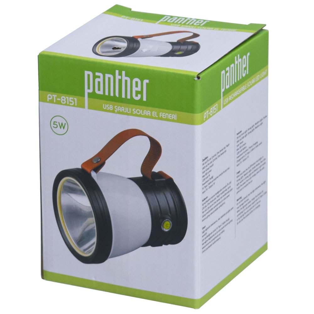 PANTHER Usb Şarjlı Solar El Feneri PT-8151