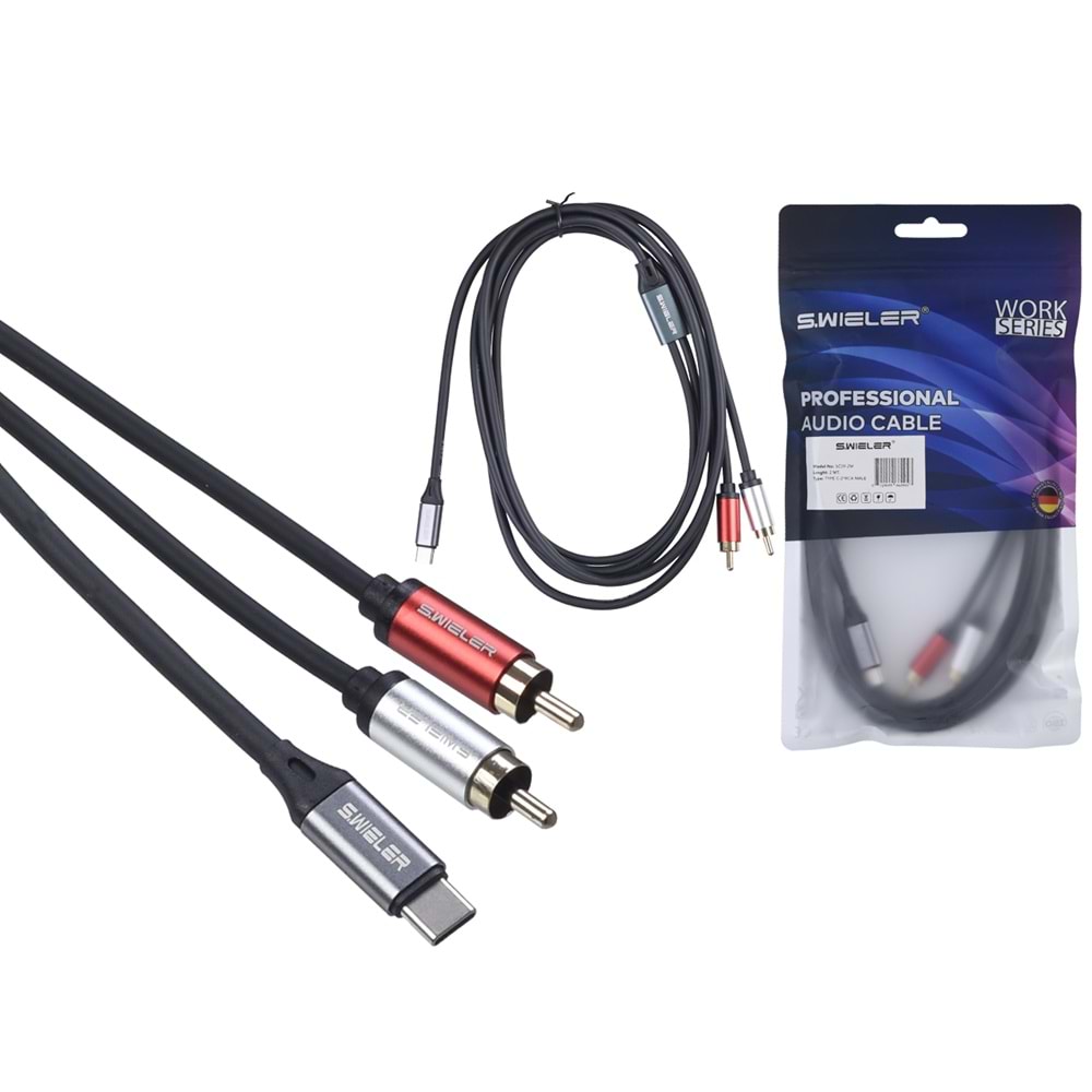 S.WIELER Type C - 2*Rca Erkek Kablo Uzunluğu: 2 Metre SC2R-2M