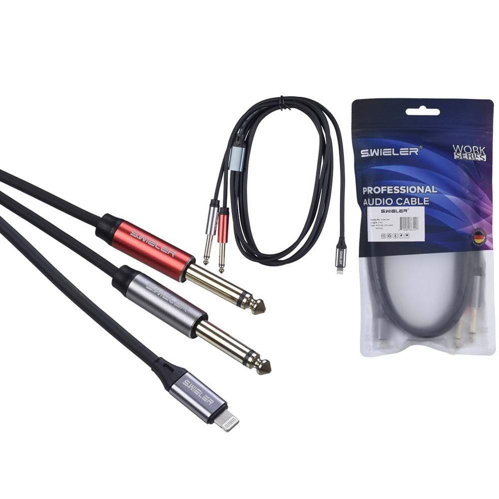 S.WIELER İphone - 2 x 6.3 mm 2 Metre Mono Kablo Sİ2M-2M