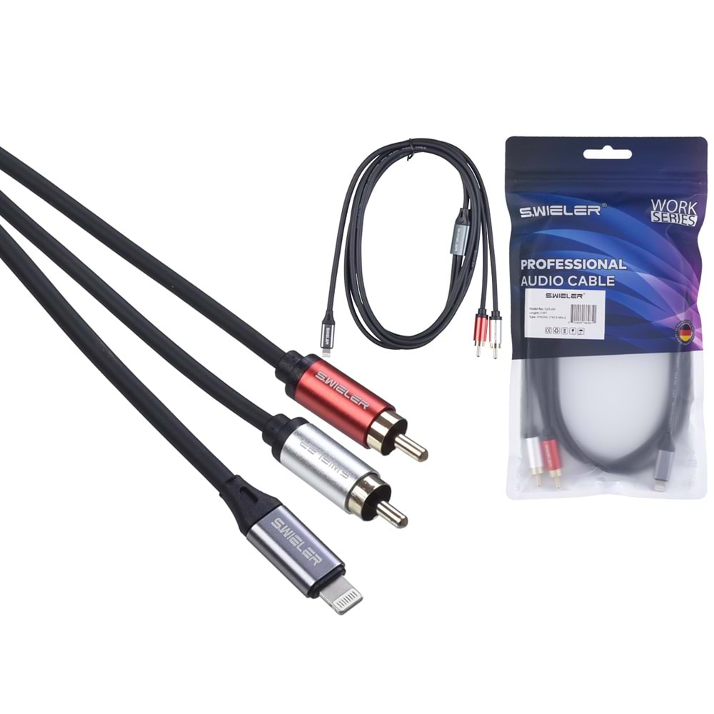 S.WIELER İphone - 2*Rca Erkek Kablo Uzunluğu: 2 Metre Sİ2R-2M