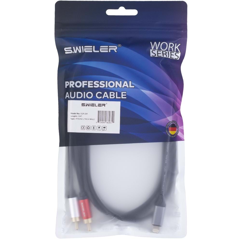 S.WIELER İphone - 2 x Rca 2 Metre Erkek Kablo Sİ2R-2M