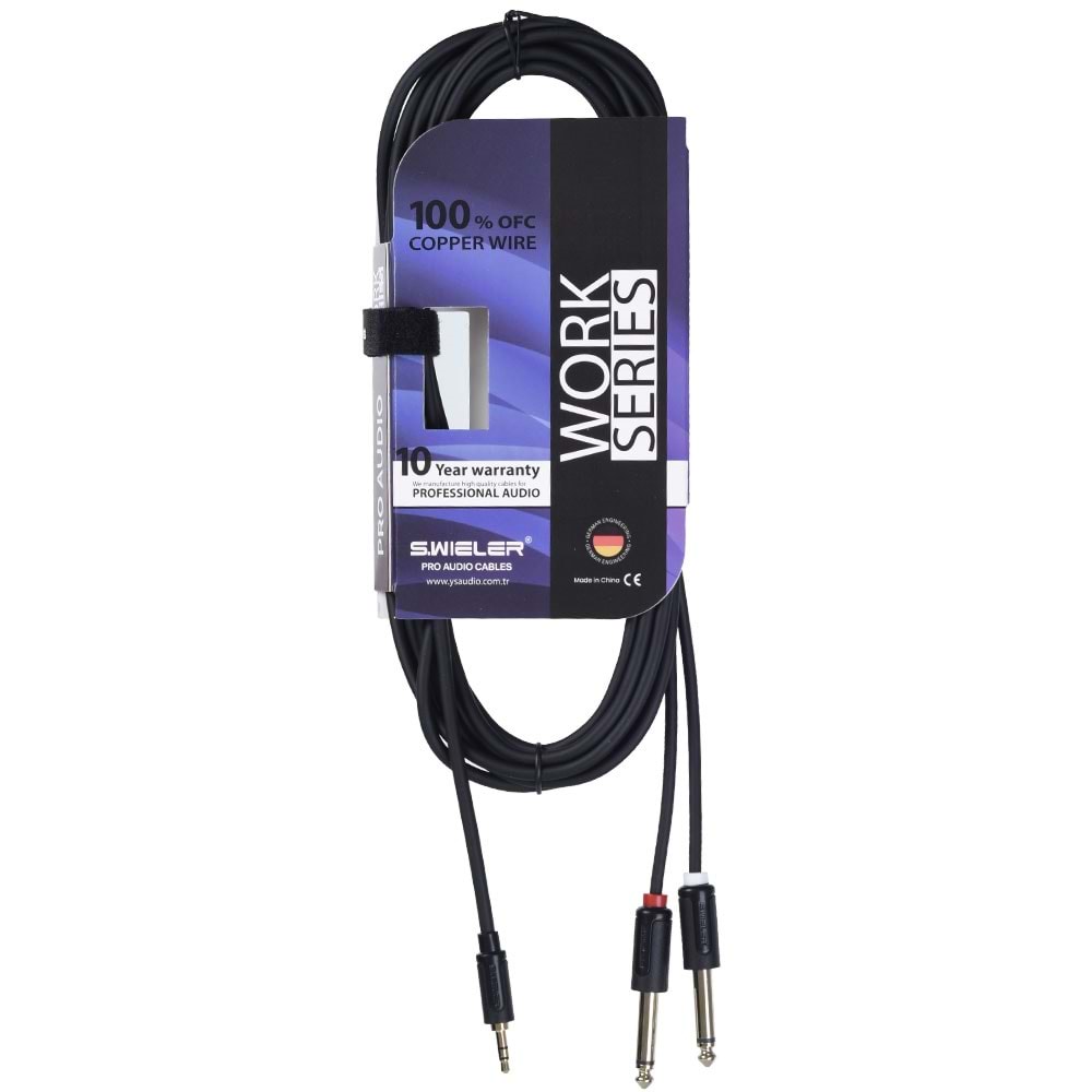 S.WIELER 2*6.3 mm Mono - 3.5 mm 1.5 Metre Stereo Kablo SM2S-1.5M