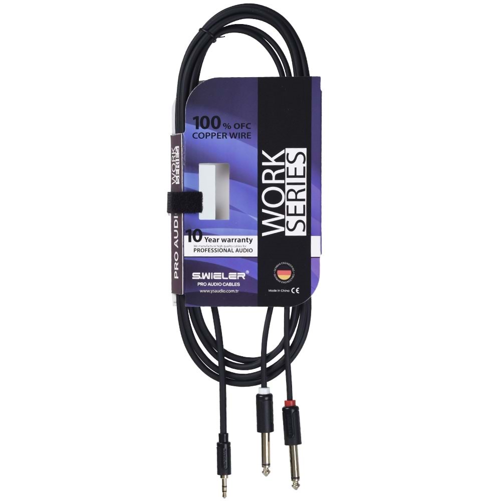 S.WIELER 2*6.3 mm Mono - 3.5 mm 3 Metre Stereo Kablo SM2S-3M