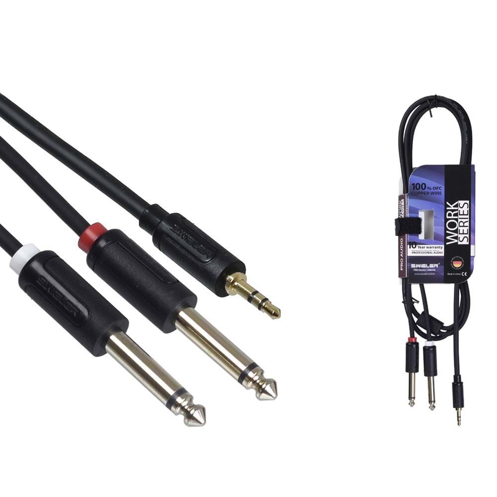 S.WIELER 2*6.3 mm Mono - 3.5 mm 5 Metre Stereo Kablo SM2S-5M