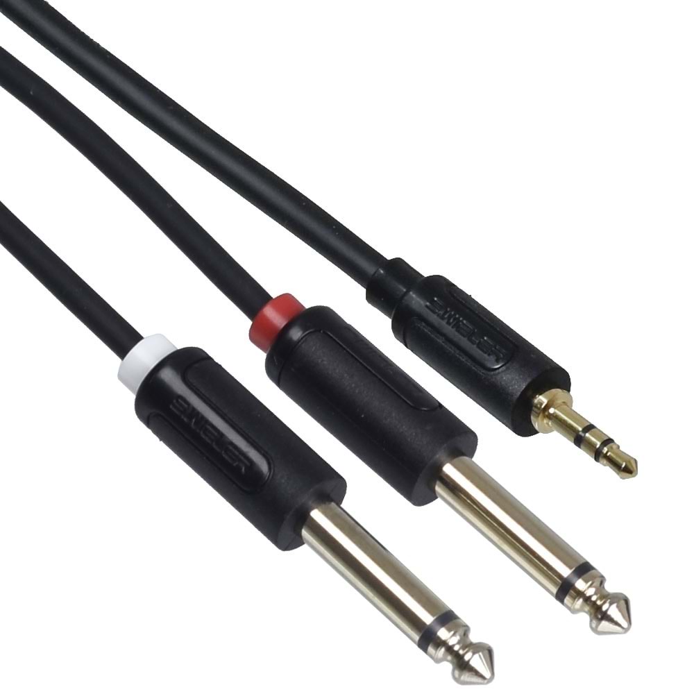 S.WIELER 2*6.3 mm Mono - 3.5 mm 5 Metre Stereo Kablo SM2S-5M