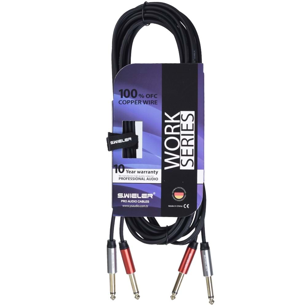 S.WIELER 2*6.3 mm Mono - 2 x 6.3 mm 5 Metre Mono Kablo SMM2-5M