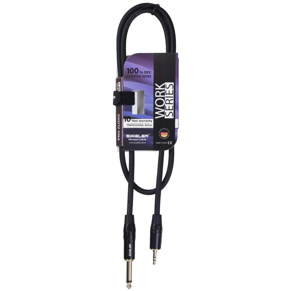 S.WIELER 6.3 mm Mono-3.5 mm 1 Metre Stereo Kablo SMS-1M