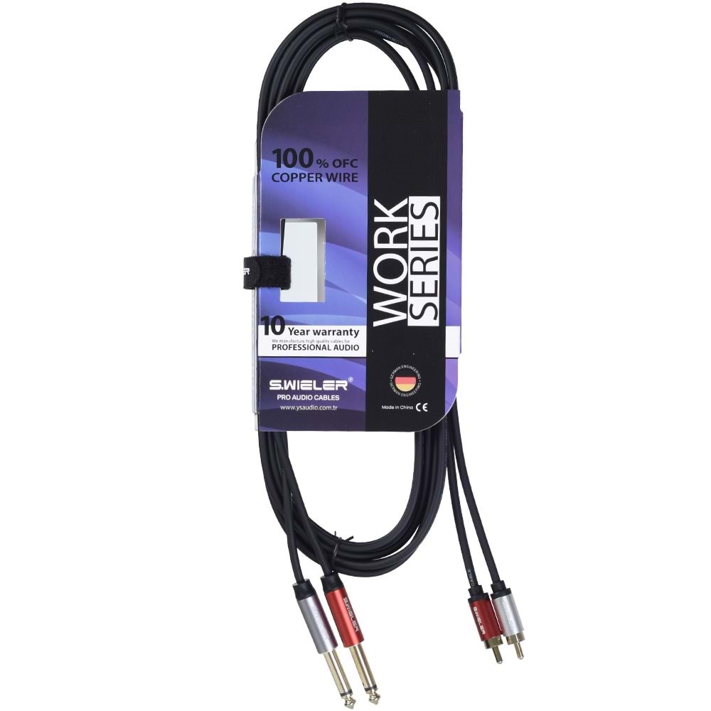 S.WIELER 2 x Rca - 2 x 6.3 mm 3 Metre Mono Kablo SR2M2-3M