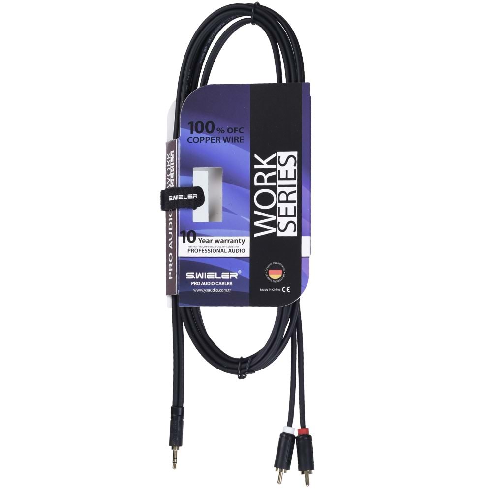 S.WIELER 2 x Rca - 3.5 mm 3 Metre Stereo Kablo SR2S-3M