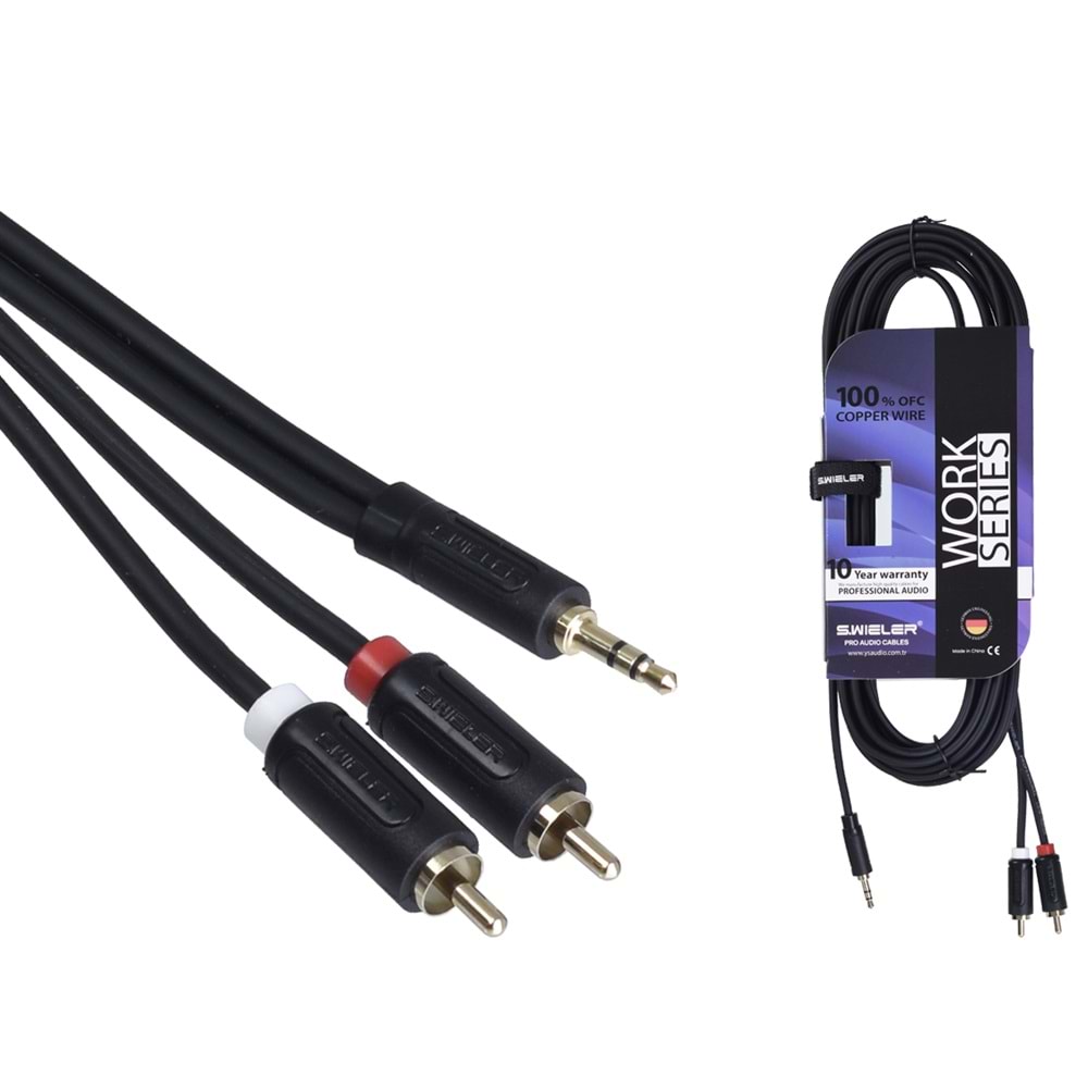 S.WIELER 2 x Rca - 3.5 mm 5 Metre Stereo Kablo SR2S-5M
