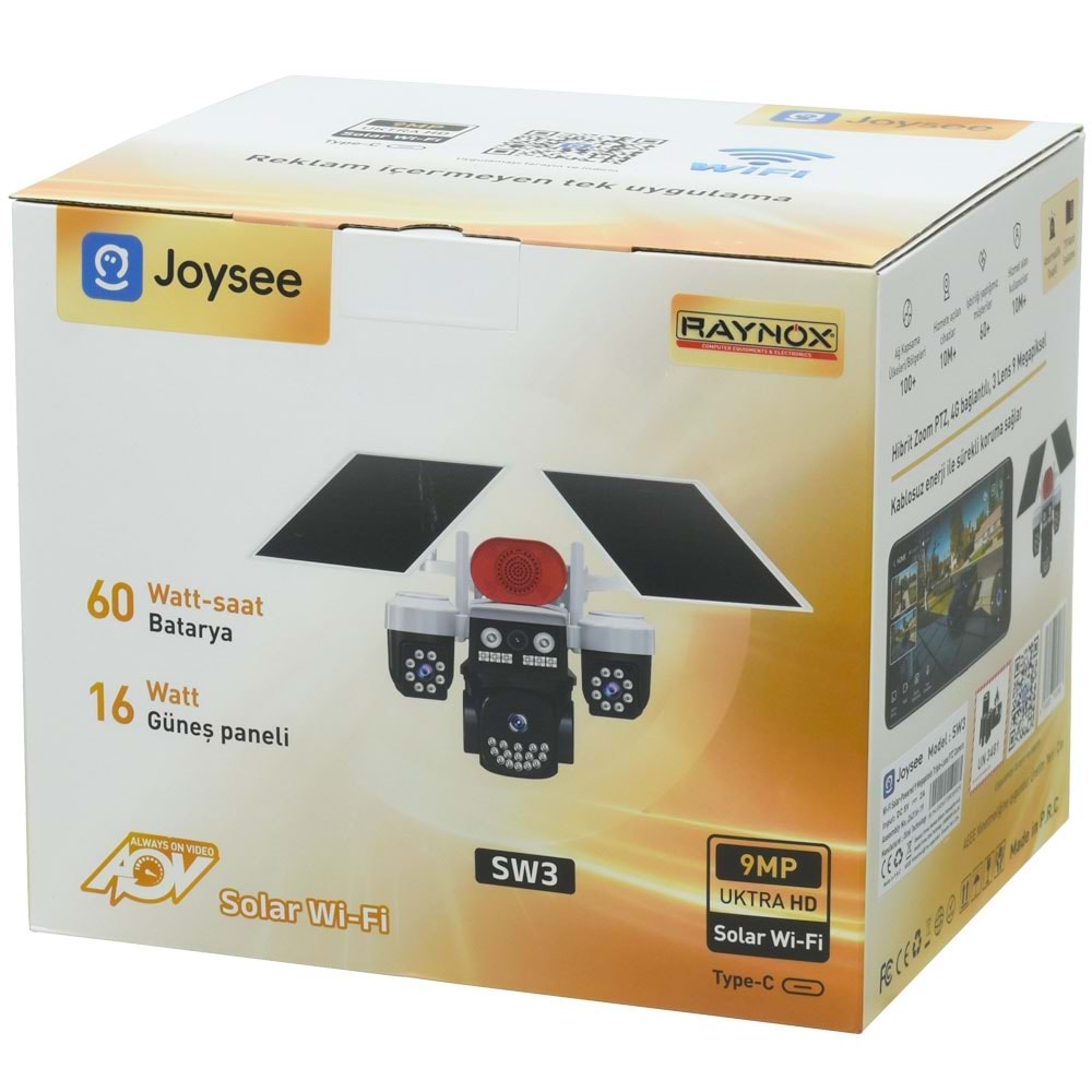 JOYSEE 6 MP Kamera Solar Panelli Üç Lensli 2,4 GHz Wi-Fi Bağlantısı PTZ Kamera SW-3
