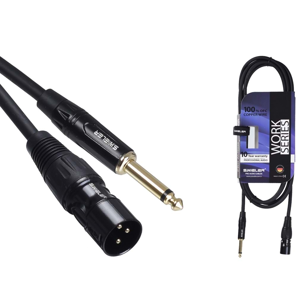 S.WIELER Xlr Erkek - 6.3 mm Mono Kablo Uzunluğu: 3 Metre SXM-3M