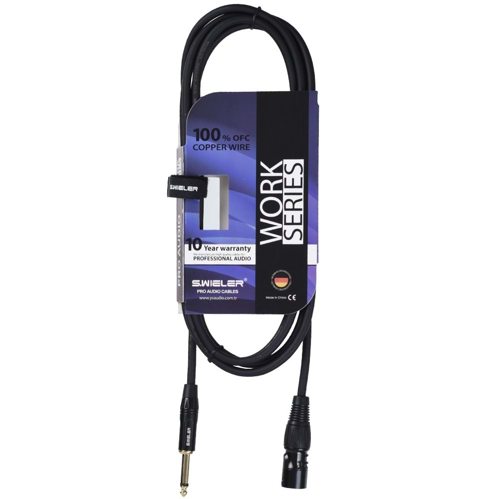 S.WIELER Xlr Erkek - 6.3 mm 3 Metre Mono Kablo SXM-3M