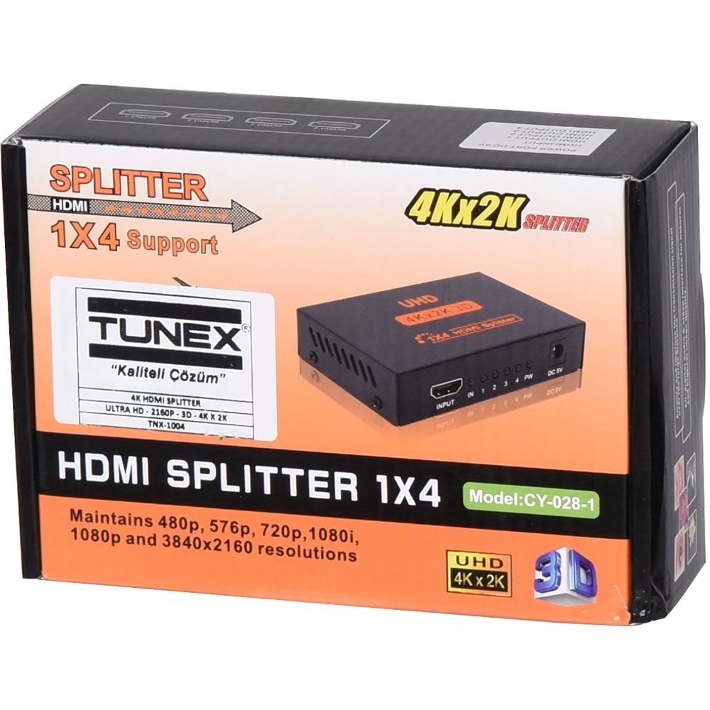 TUNEX 4'Lü 4K HDMI Splitter (Çogaltıcı) TNX-1004