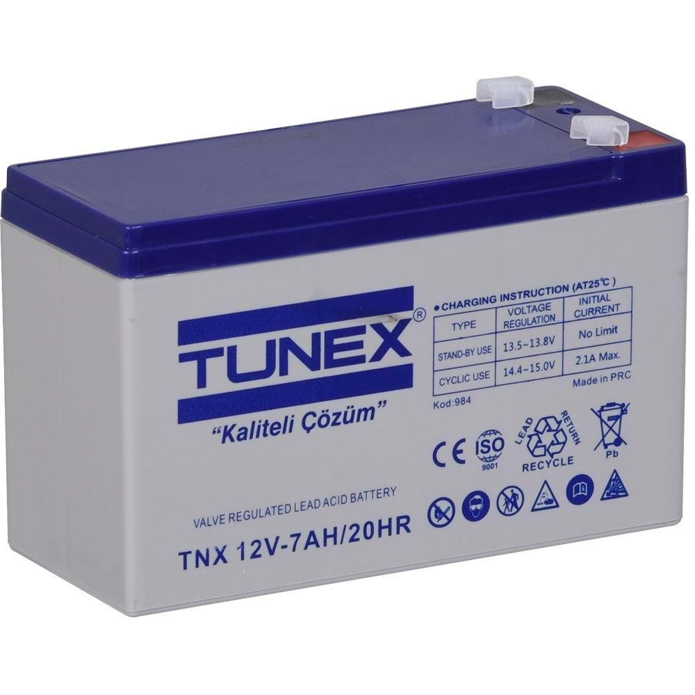 TUNEX 12V 7A 1,86 Kg Kuru Bakımsız Akü (151*65*94*100 Mm) TNX-12V7A