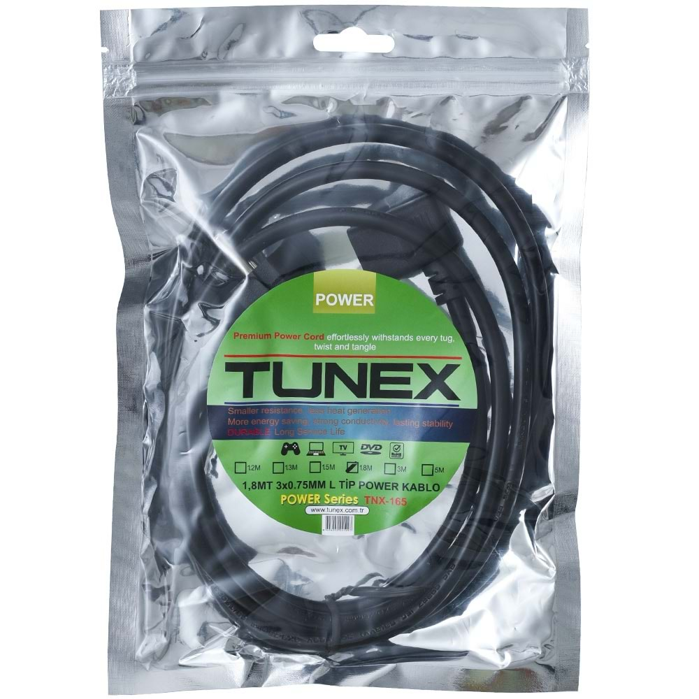 TUNEX 1,8 Mt 3X0,75Mm L Tip Power Kablo TNX-165