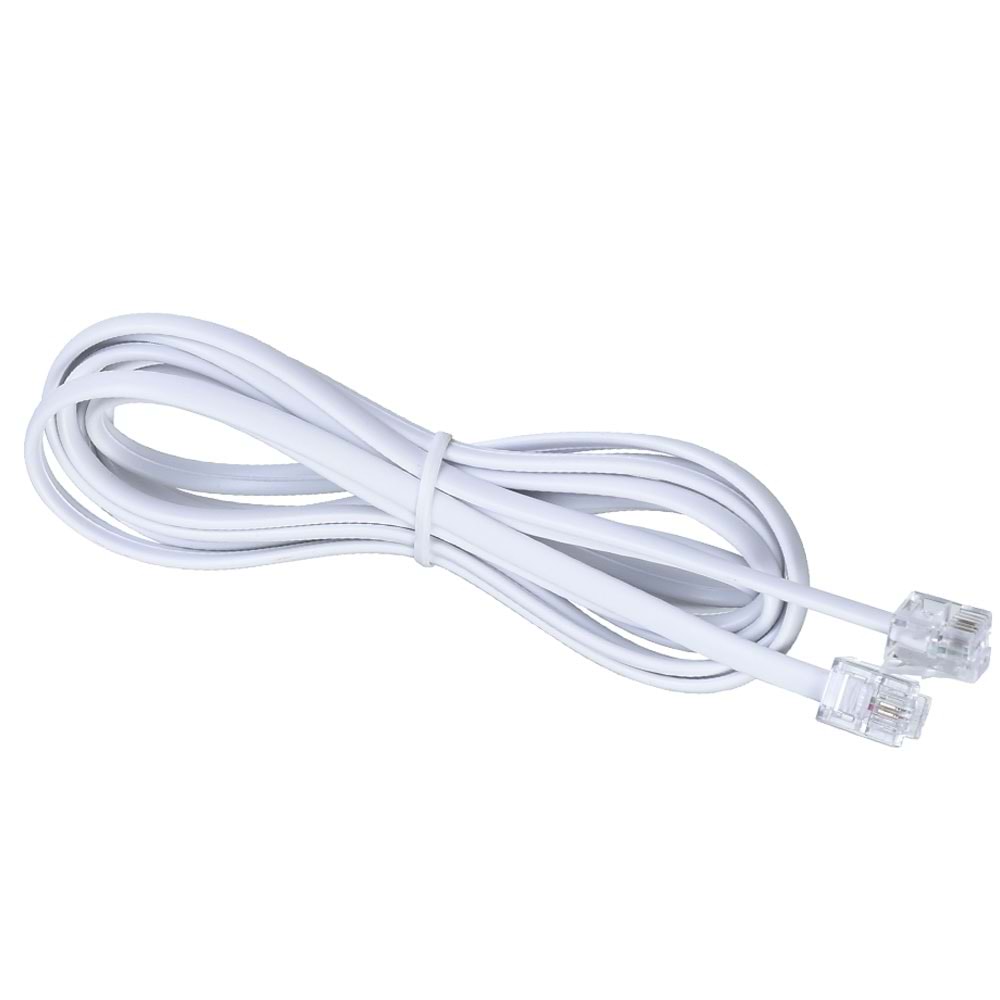 TUNEX Telefon Köken Kablo Jaklı 2 Mt Beyaz TNX-4812 WH