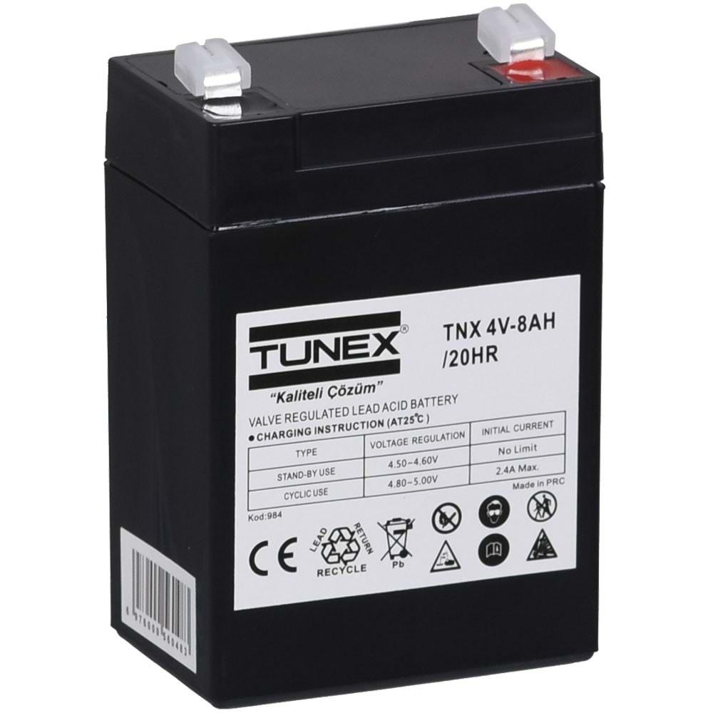 TUNEX 4V 8A Siyah Kuru Bakımsız Akü TNX-4V8A