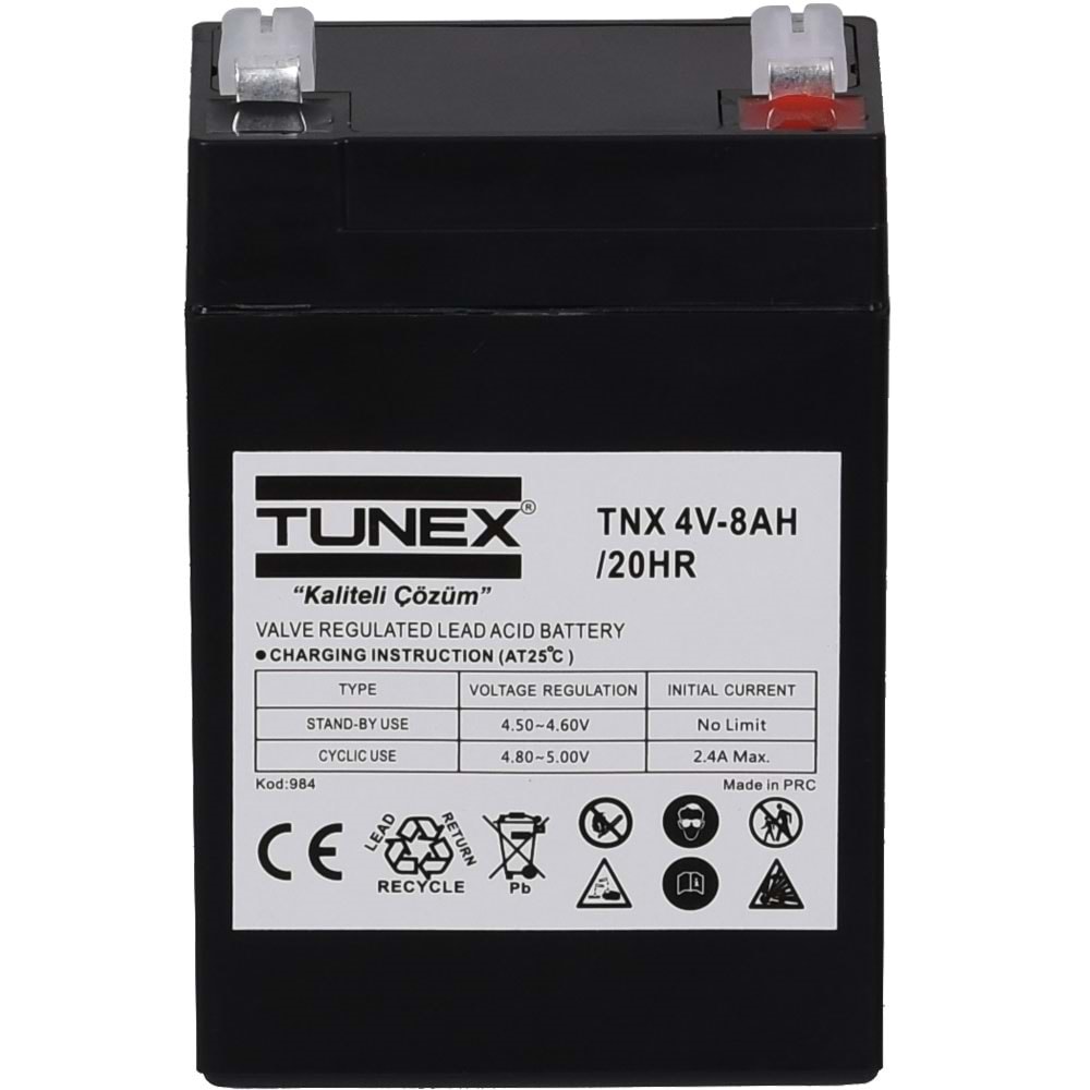 TUNEX 4V 8A Siyah Kuru Bakımsız Akü TNX-4V8A