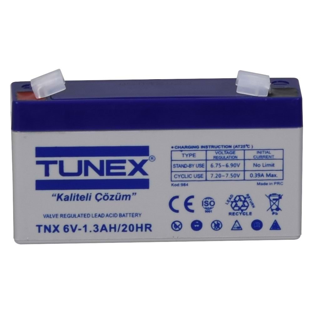 TUNEX 6V 1,3A 0,29 Kg Kuru Bakımsız Akü (97*24*51*57 Mm) TNX-6V1,3A