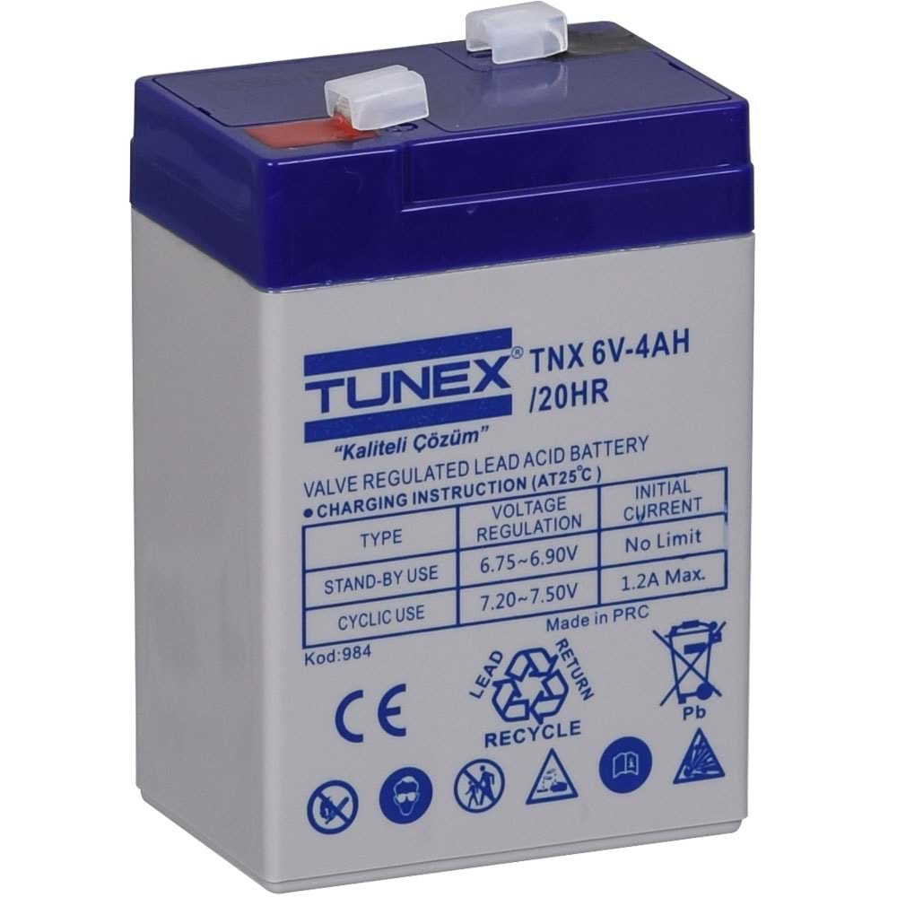 TUNEX 6V 4A Gri-Mavi Kuru Bakımsız Akü TNX-6V4A