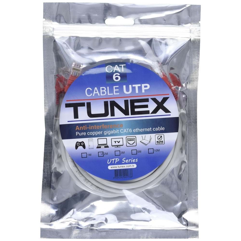 TUNEX 2 Mt Jaklı Cat6 Ethernet Kablosu TNX-C-2