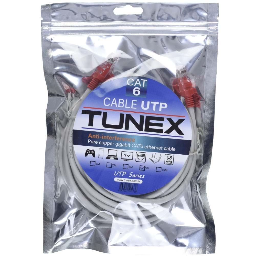 TUNEX 5 Mt Jaklı Cat6 Ethernet Kablosu TNX-C-5