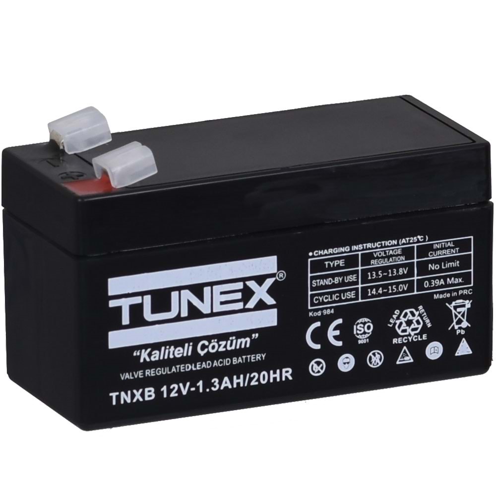 TUNEX 12V 1,3A Siyah Kuru Bakımsız Akü TNXB-12V1,3A